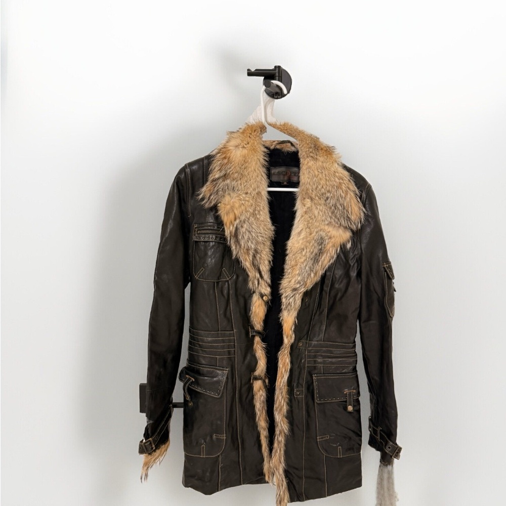 Leather Jacket With Real Argentinian Fox Fur